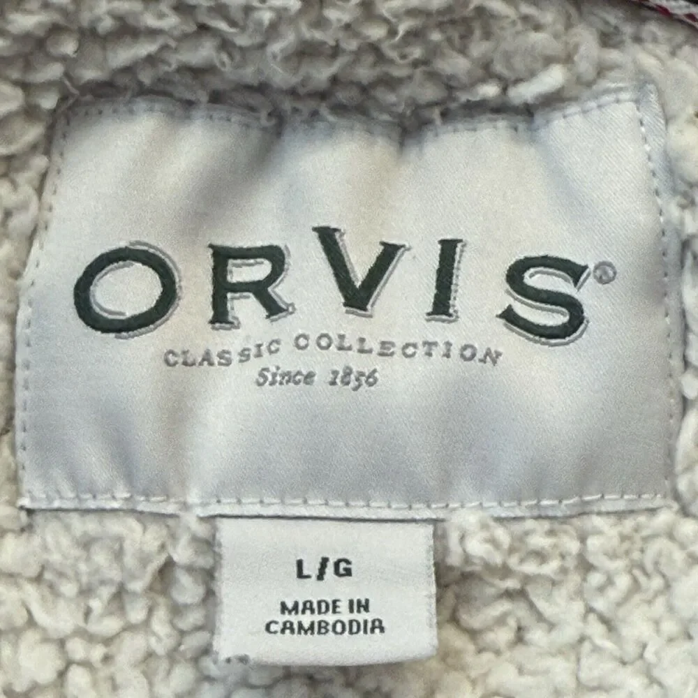 Orvis Sherpa Fleece Lined 1/4 Zip Pullover‎ Sweater Sweatshirt Mens L Navy Blue